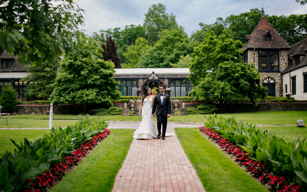 Summer wedding inspiration photos from a luxurious celebration at Pleasantdale Chateau in West Orange, NJ.